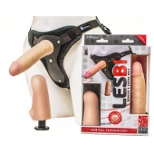 Телесный страпон Harness LESBI с вагинальной пробкой - 16,5 см. - LOVETOY (А-Полимер) - купить с доставкой в Туле