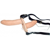 Телесный женский страпон с вагинальной пробкой Strap-On Duo - 15 см. - Orion - купить с доставкой в Туле
