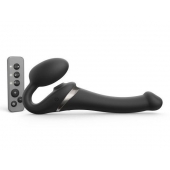 Черный безремневой страпон Multi Orgasm Size S с клиторальной стимуляцией - Strap-on-me - купить с доставкой в Туле