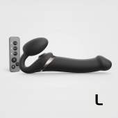 Черный безремневой страпон Multi Orgasm Size L с клиторальной стимуляцией - Strap-on-me - купить с доставкой в Туле