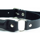 Черный кожаный кляп-трензель на кольцах - БДСМ Арсенал - купить с доставкой в Туле