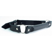 Черный кожаный кляп-трензель на кольцах - БДСМ Арсенал - купить с доставкой в Туле