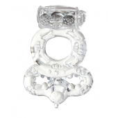 Прозрачное эрекционное кольцо с вибратором  и подхватом - Toyfa Basic - в Туле купить с доставкой