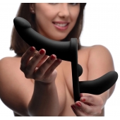 Черный вибрострапон Double Take 10X Double Penetration Vibrating Strap-on Harness - XR Brands - купить с доставкой в Туле