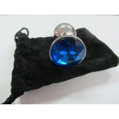 Анальное украшение BUTT PLUG  Small с синим кристаллом - 7 см. - Anal Jewelry Plug - купить с доставкой в Туле