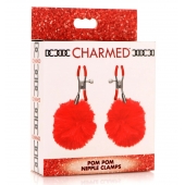 Красные зажимы на соски с помпонами Pom Pom - XR Brands - купить с доставкой в Туле