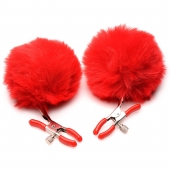 Красные зажимы на соски с помпонами Pom Pom - XR Brands - купить с доставкой в Туле