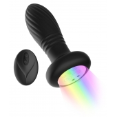 Черная анальная пробка с вибрацией и LED-подсветкой - 11,9 см. - Secwell