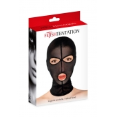 Черная сетчатая маска на голову с отверстиями для глаз и рта - Fetish Tentation - купить с доставкой в Туле