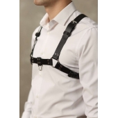 Черная мужская кожаная портупея №4 - БДСМ Арсенал - купить с доставкой в Туле