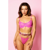 Эффектный розовый пояс из голографической эко-кожи - БДСМ Арсенал - купить с доставкой в Туле