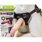 Страпон-унисекс с двумя насадками UNI strap 7  Harness - 19 и 16 см. - LOVETOY (А-Полимер) - купить с доставкой в Туле
