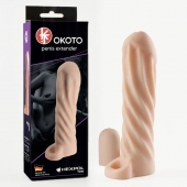 Телесная насадка-удлинитель Okoto со спиралевидным рельефом - 16 см. - Sitabella - в Туле купить с доставкой