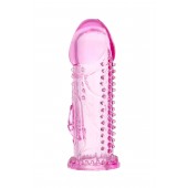 Розовая насадка на пенис с шипиками и коготком - 13,5 см. - A-toys - в Туле купить с доставкой