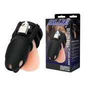 Черная клетка для пениса Silicone Small 2 in Cock Cage With Ball Divider - BlueLine - купить с доставкой в Туле