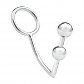Кольцо на пенис с анальным стимулятором Two Bead Stainless Steel Anal Hook   Cock Ring - BlueLine - в Туле купить с доставкой