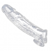 Прозрачная насадка для увеличения члена Realistic Clear Penis Enhancer and Ball Stretcher - 20,3 см. - XR Brands - в Туле купить с доставкой
