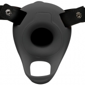 Черный полый страпон с вибрацией 2’’ Erection 28X Smooth Vibrating Silicone Penis Sheath - XR Brands - купить с доставкой в Туле