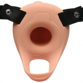 Телесный полый страпон 2  Erection 28X Smooth Vibrating Silicone Penis Sheath - 16 см. - XR Brands - купить с доставкой в Туле