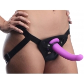 Лиловый поясной страпон Navigator Silicone G-Spot Dildo with Harness - 17,8 см. - XR Brands - купить с доставкой в Туле