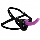 Лиловый поясной страпон Navigator Silicone G-Spot Dildo with Harness - 17,8 см. - XR Brands - купить с доставкой в Туле