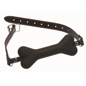Черный кляп в форме косточки Hound Adjustable Dog Bone Gag - XR Brands - купить с доставкой в Туле