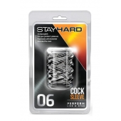 Прозрачная насадка с объёмными чёрточками STAY HARD COCK SLEEVE 06 CLEAR - Blush Novelties - в Туле купить с доставкой