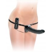 Черный страпон с вагинальной пробкой Deluxe Vibrating Penetrix Strap-On - 19 см. - Pipedream - купить с доставкой в Туле
