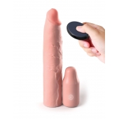 Телесная вибронасадка на член 3  Vibrating Mega X-tension with Remote - 22,9 см. - Pipedream - в Туле купить с доставкой