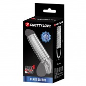 Прозрачная насадка на пенис с ребрышками и подхватом мошонки - Baile - в Туле купить с доставкой