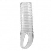 Прозрачная насадка на пенис с ребрышками и подхватом мошонки - Baile - в Туле купить с доставкой