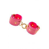 Розовые двуслойные кожаные оковы - Pecado - купить с доставкой в Туле