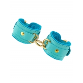 Голубые двуслойные кожаные наручники-браслеты - Pecado - купить с доставкой в Туле