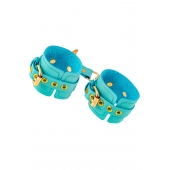 Голубые однослойные кожаные наручники - Pecado - купить с доставкой в Туле