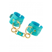 Голубые однослойные кожаные наручники - Pecado - купить с доставкой в Туле