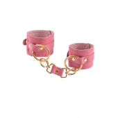 Розовые однослойные кожаные наручники - Pecado - купить с доставкой в Туле