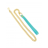 Голубой кожаный поводок с карабином для ошейника - 80 см. - Pecado - купить с доставкой в Туле