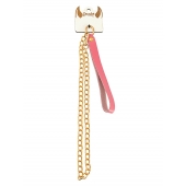 Розовый кожаный поводок с карабином для ошейника - 80 см. - Pecado - купить с доставкой в Туле