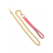 Розовый кожаный поводок с карабином для ошейника - 80 см. - Pecado - купить с доставкой в Туле