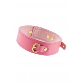 Розовый кожаный однослойный ошейник с прошивкой - Pecado - купить с доставкой в Туле
