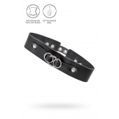 Черный чокер-ошейник со связанными кольцами на подложке - Pecado - купить с доставкой в Туле