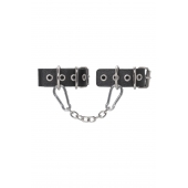 Черные кожаные наручники-браслеты из одного ремешка с люверсами - Pecado - купить с доставкой в Туле