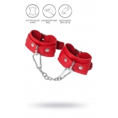 Красные кожаные наручники-браслеты со скруглёнными углами - Pecado - купить с доставкой в Туле