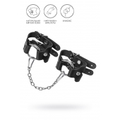 Черные кожаные наручники-браслеты из двух ремешков - Pecado - купить с доставкой в Туле