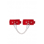 Красные кожаные узкие оковы со скруглёнными углами - Pecado - купить с доставкой в Туле