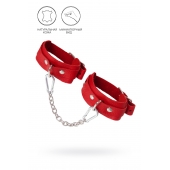 Красные кожаные узкие оковы со скруглёнными углами - Pecado - купить с доставкой в Туле