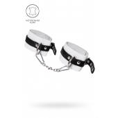 Бело-черные мягкие оковы с одним ремешком и люверсами - Pecado - купить с доставкой в Туле