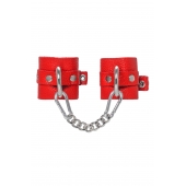 Красные мягкие кожаные наручники с люверсами - Pecado - купить с доставкой в Туле