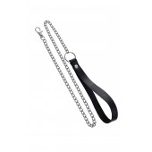 Поводок с ручкой из черной натуральной кожи и карабином для ошейника - Pecado - купить с доставкой в Туле