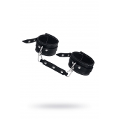 Черные двухслойные кожаные оковы с белой строчкой - Pecado - купить с доставкой в Туле